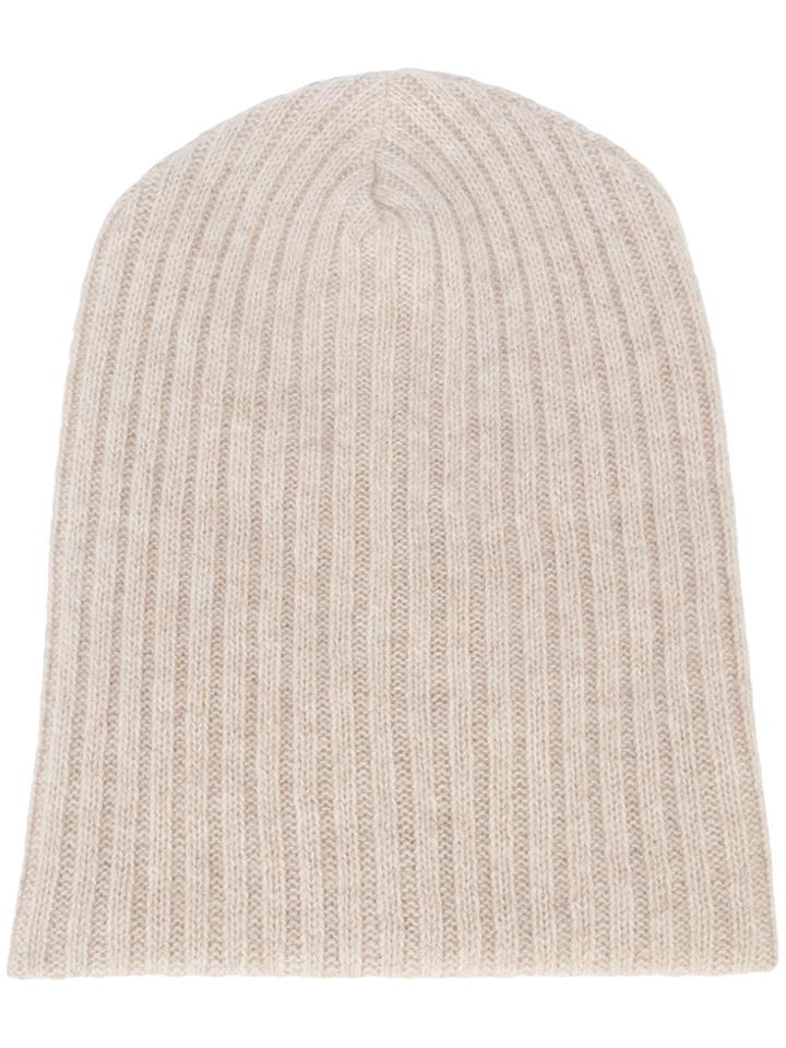 The Elder Statesman Cashmere Summer Cap Beanie - Nude & Neutrals