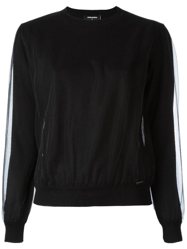 Dsquared2 Draped Mesh Jumper, Women's, Size: Xs, Black, Virgin Wool/polyamide