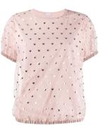 Red Valentino Love Heart Mesh Top - Pink