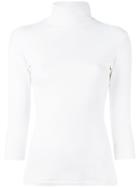 Yohji Yamamoto - Three-quarter Sleeve Turtleneck Top - Women - Cotton - 2, White, Cotton