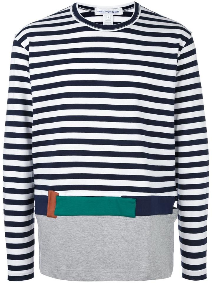 Comme Des Garçons Shirt Striped Pullover, Men's, Size: Small, White, Cotton
