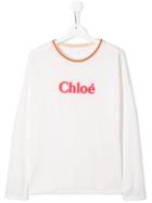 Chloé Kids Teen Logo Printed Top - White