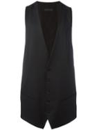 Ann Demeulemeester Grise Longline Waistocat, Men's, Size: Small, Black, Wool/nylon/rayon/cotton