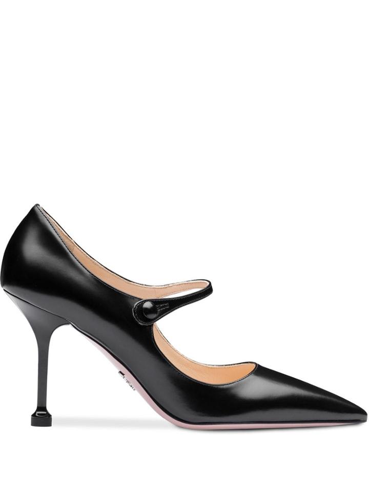 Prada Pointed Toe Mary Jane Pumps - Black