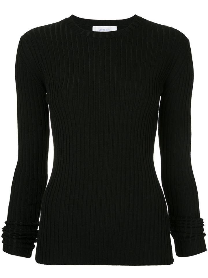 Le Ciel Bleu Ribbed Top - Black