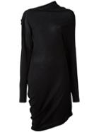 Maison Margiela Asymmetric Draped Dress, Women's, Size: 42, Black, Silk/wool