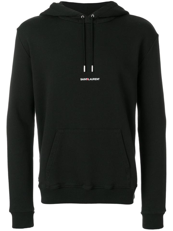 Saint Laurent Signature Cropped Hoodie - Black