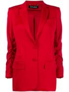 Styland Ruched Sleeve Blazer - Red