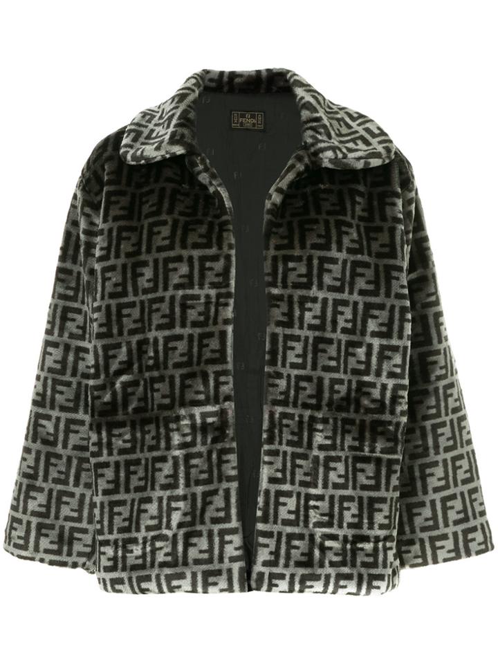 Fendi Vintage Logo Fake Fur Jacket - Grey