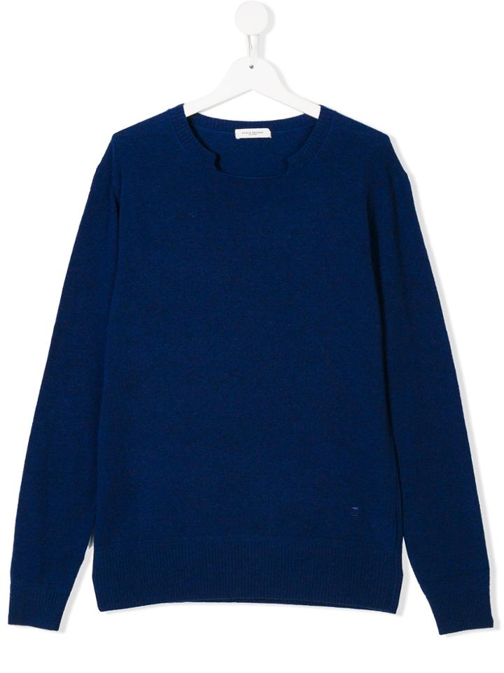 Paolo Pecora Kids Teen Distressed Crew Neck Jumper - Blue
