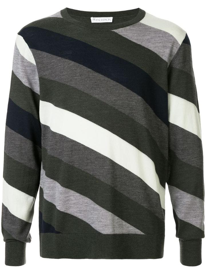 Jw Anderson Striped Crew-neck Jumper - Metallic