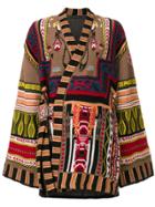 Etro Jacquard Patch Pattern Wrap Jacket - Multicolour