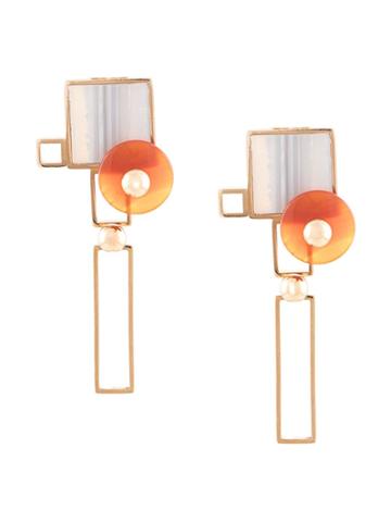 Crystalline Agate Clip-on Earrings - Gold