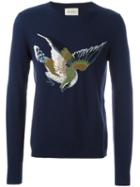 Gucci Bird Intarsia Jumper, Men's, Size: Xs, Blue, Wool