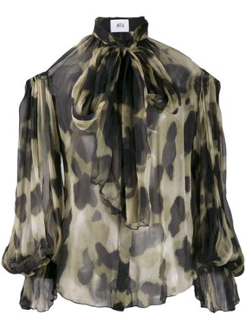 Atu Body Couture Animal Print Blouse - Black