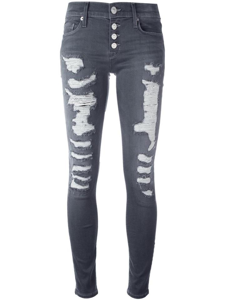 Hudson Distressed Skinny Jeans, Women's, Size: 30, Grey, Polyester/cotton/spandex/elastane