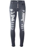 Hudson Distressed Skinny Jeans, Women's, Size: 30, Grey, Polyester/cotton/spandex/elastane