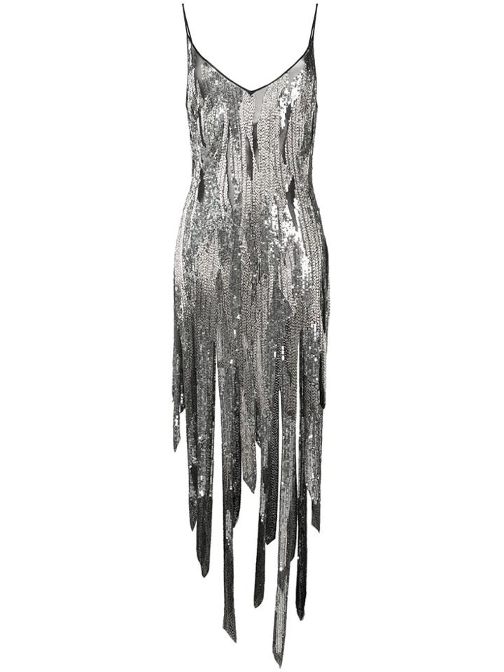Amen Sequin Asymmetric Dress - Silver