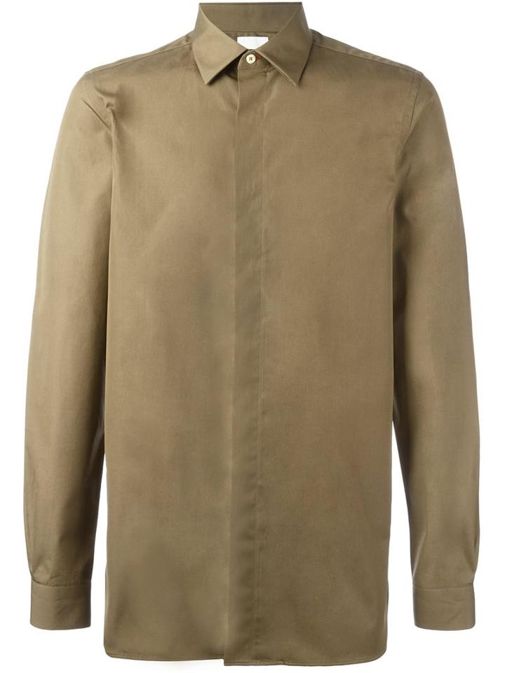 Paul Smith London Concealed Fastening Shirt, Men's, Size: 15, Green, Cotton