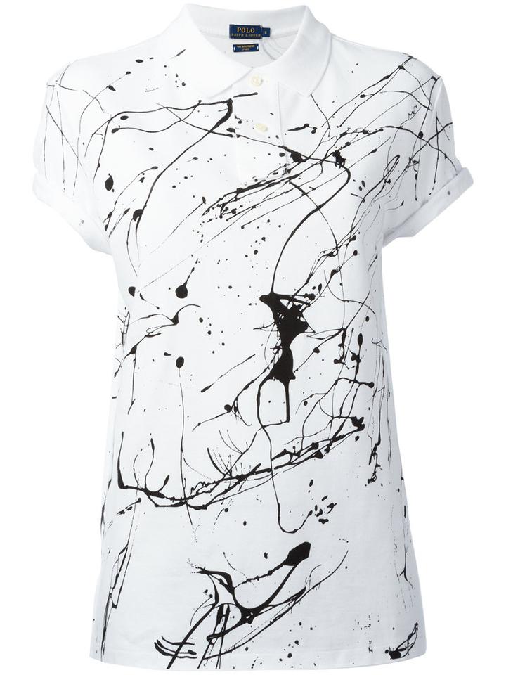 Polo Ralph Lauren Paint Print Top, Women's, Size: Xs, White, Cotton