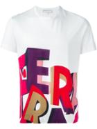 Salvatore Ferragamo Logo Letters T-shirt, Men's, Size: M, White, Cotton