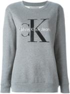 Calvin Klein Jeans Lettering Logo Sweatshirt, Women's, Size: Medium, Grey, Cotton