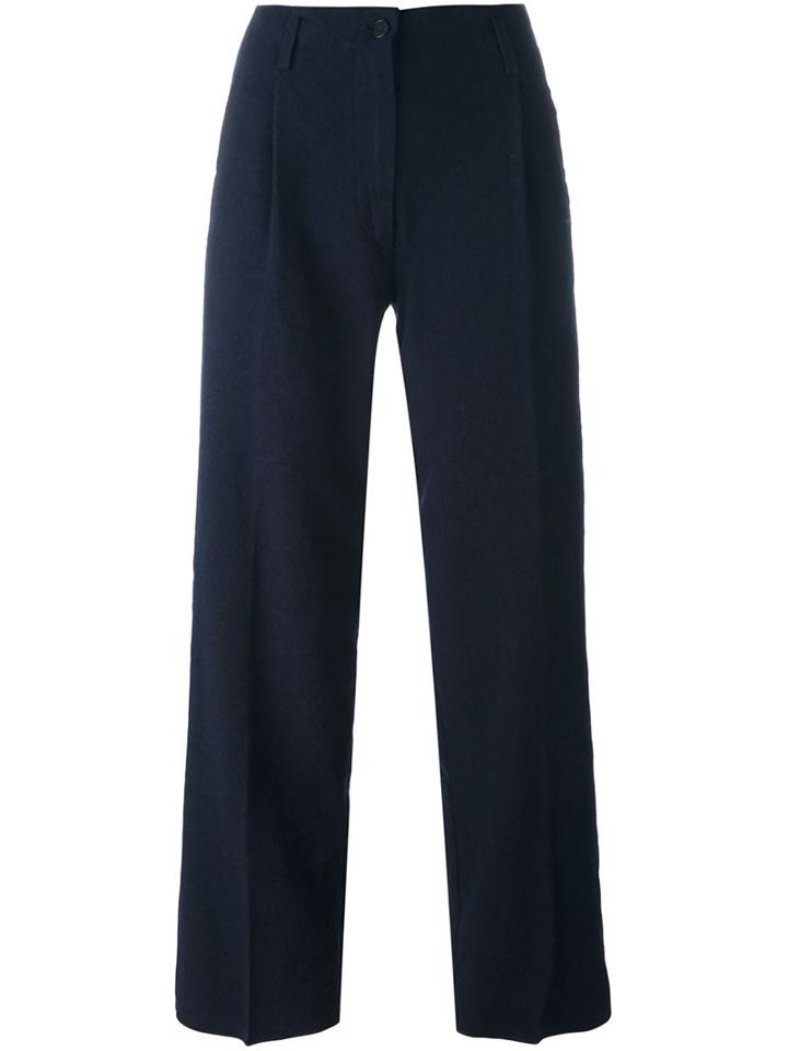 Forte Forte Tailored Straight Trousers, Women's, Size: 3, Blue, Cotton/linen/flax/polyamide/wool