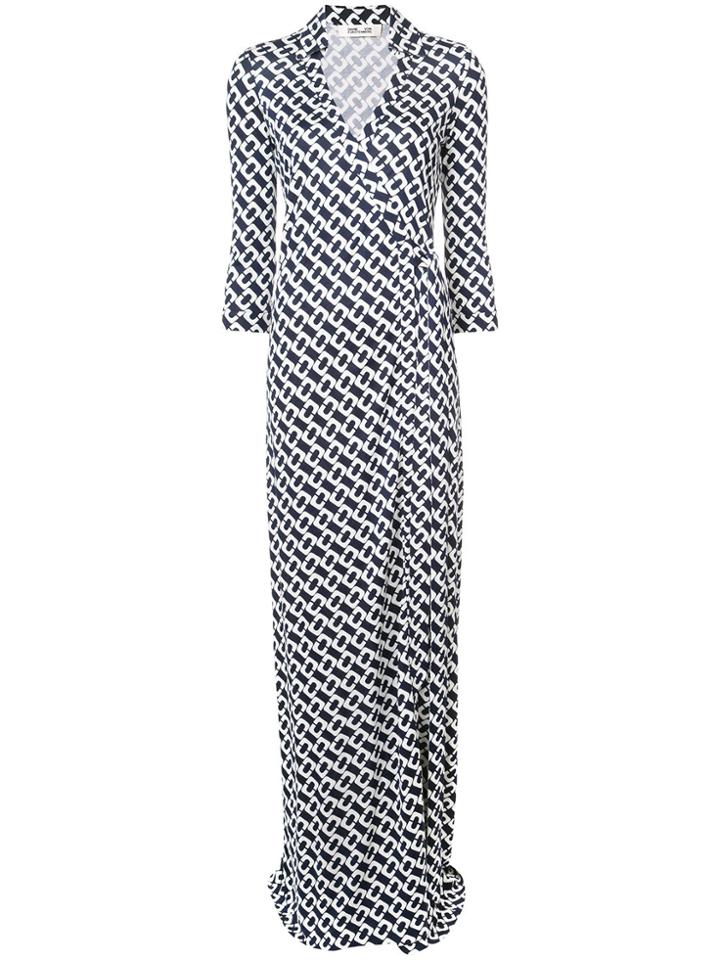 Dvf Diane Von Furstenberg Chain Print Wrap Dress - Blue