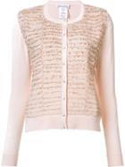Oscar De La Renta Bead Embellished Cardigan, Women's, Size: Large, Pink/purple, Silk/cashmere