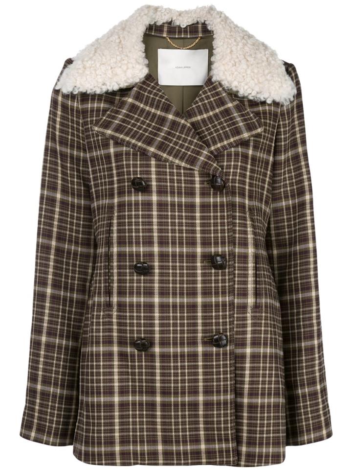 Adam Lippes Double-breasted Plaid Jacket - Brown