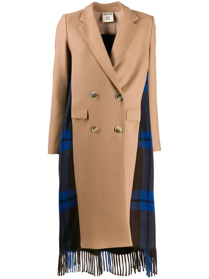 Semicouture Scarf Insert Midi Coat - Neutrals