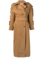 Max Mara Asymmetric Ruffled Detail Trench Coat - Brown