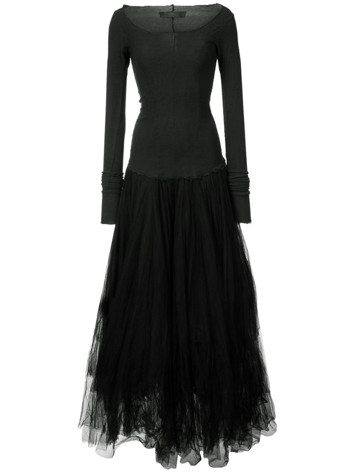Marc Le Bihan Flared Longsleeved Tulle Dress - Black