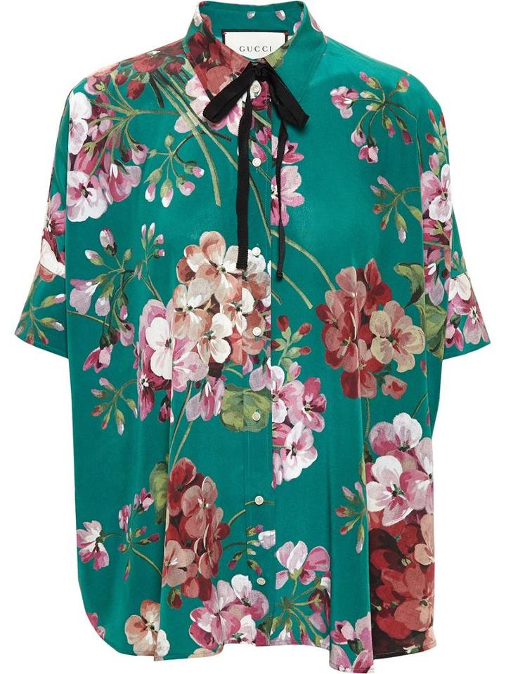 Gucci Floral Print Shirt, Women's, Size: 42, Green,