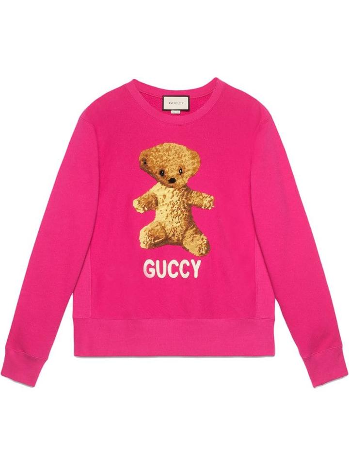 Gucci Cotton Sweatshirt With Teddy Bear - Pink