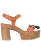 L'autre Chose Hanging Tassels Sandals - Brown