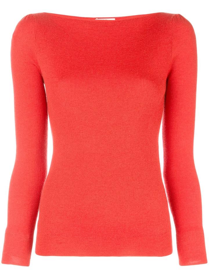 Co Boat Neck Knitted Jumper - Red