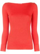 Co Boat Neck Knitted Jumper - Red