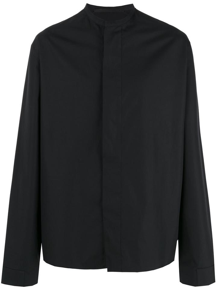 Haider Ackermann Concealed Button Placket Shirt, Men's, Size: Small, Black, Cotton
