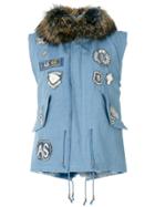 As65 Multi-patch Sleeveless Parka - Blue