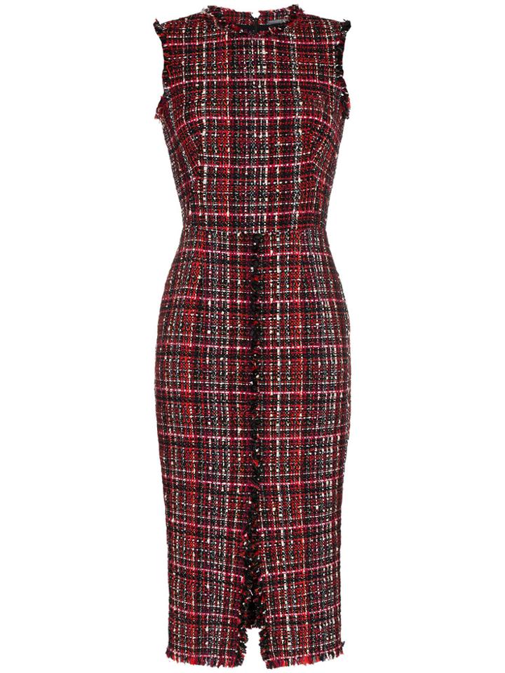 Alexander Mcqueen Tweed Midi Dress - Black