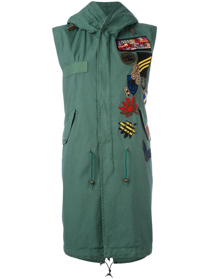 Mr & Mrs Italy Sleeveless Parka Coat, Women's, Size: Medium, Green, Silk/cotton/polyamide/wool