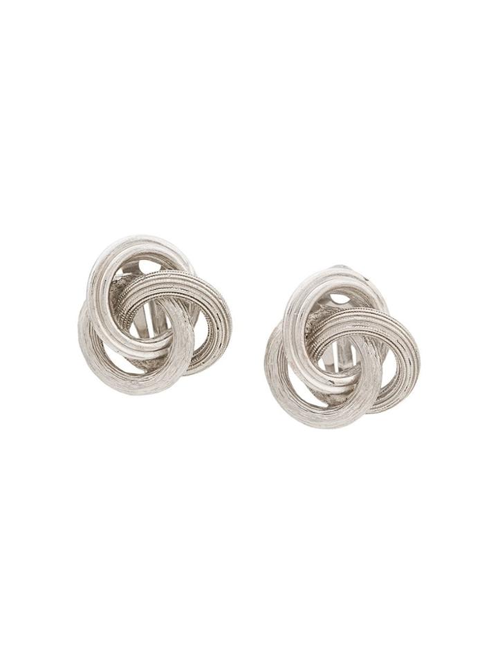 Susan Caplan Vintage 1980's Spiral Clip On Earrings - Silver