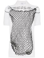 Burberry Net-print Cotton Polo Top - White