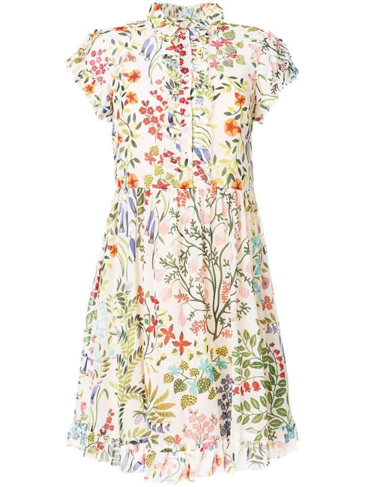 Red Valentino Floral Gathered Dress - Nude & Neutrals