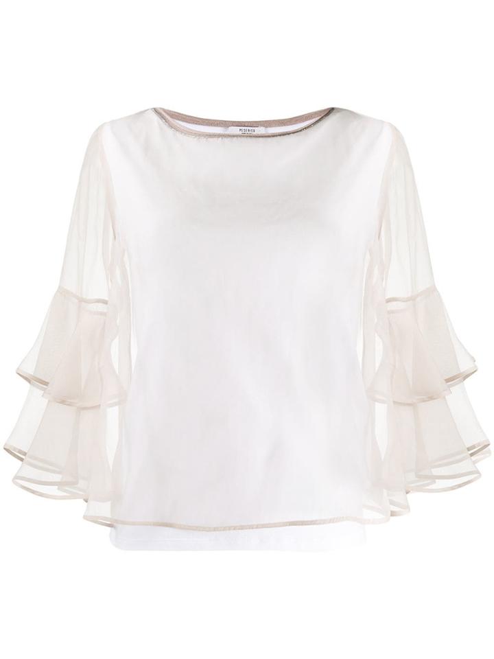 Peserico Knitted Trim Blouse - Neutrals