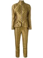 Christian Dior Vintage Floral Embroidery Trouser Suit, Women's, Size: 38, Yellow/orange