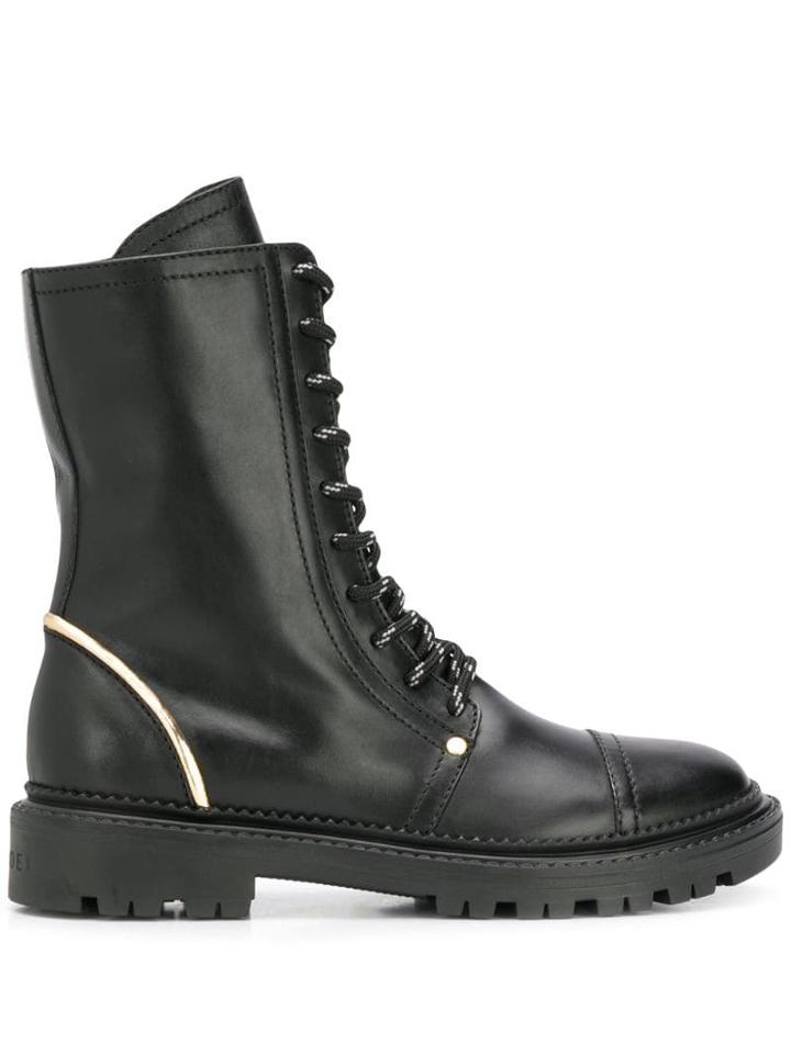 Casadei Lace Up Combat Boots - Black