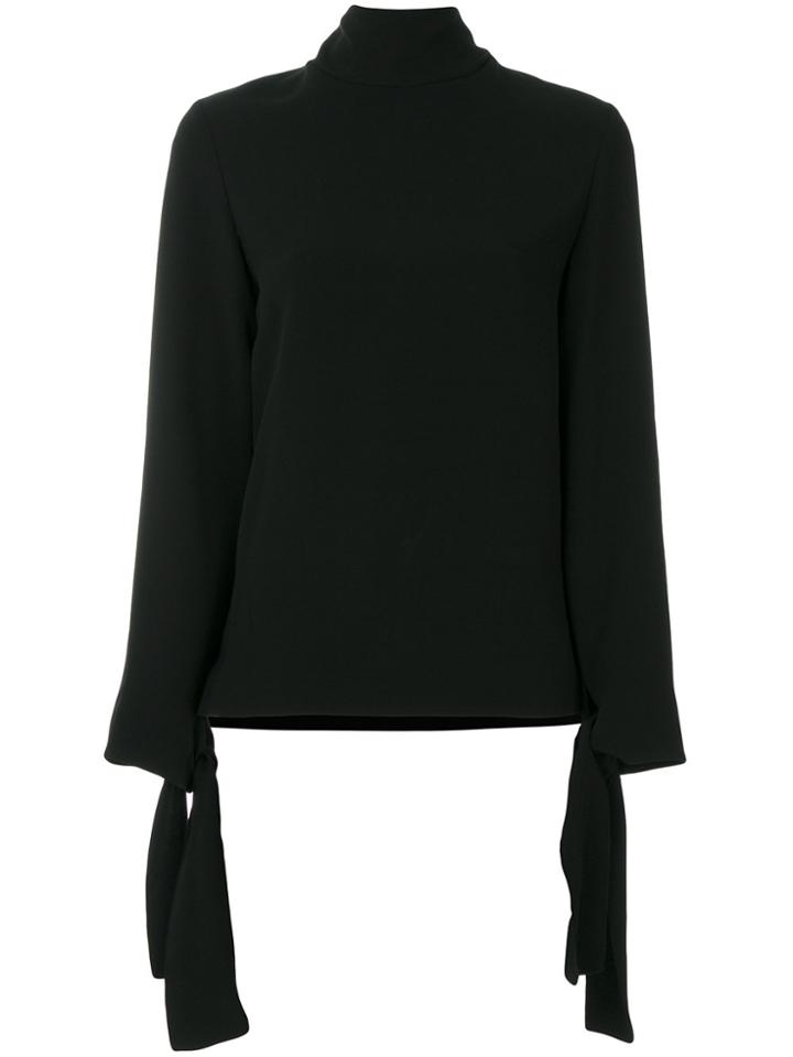 Joseph Roll-neck Contrast Length Top - Black