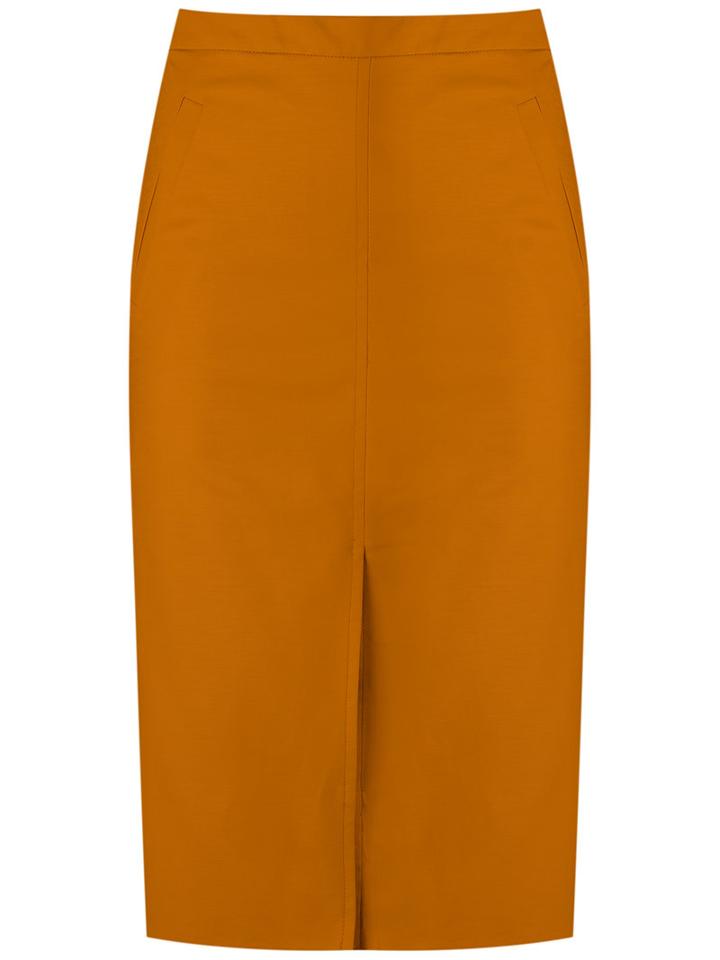 Andrea Marques - Pencil Skirt - Women - Cotton/spandex/elastane - 44, Yellow/orange, Cotton/spandex/elastane